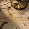 imageSWEETV Elf Ear Cuffs Wrap Clipon Earrings Fairy Cuffs Drop Dangling Ear Clips Handmade Elven Cosplay Costume NonPierced Elves Ear Cuffs for Fantasy Halloween Cosplay WeddingStyleGold