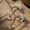 imageSWEETV Elf Ear Cuffs Wrap Clipon Earrings Fairy Cuffs Drop Dangling Ear Clips Handmade Elven Cosplay Costume NonPierced Elves Ear Cuffs for Fantasy Halloween Cosplay WeddingStyleSilver