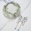 imageSWEETV Fairy Crown Elf Ears Cuffs Set Flower Crown Headpiece Halloween Elves Cosplay Set Renaissance Costume Medieval TiaraSetblue