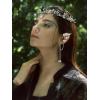 imageSWEETV Fairy Crown Elf Ears Cuffs Set Flower Crown Headpiece Halloween Elves Cosplay Set Renaissance Costume Medieval TiaraSetsilver