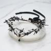 imageSWEETV Fairy Flower Crown Renaissance Elf Headpiece Women Leaf Woodland Circlet Floral Headband for Halloween Costume CosplayLeafblacka