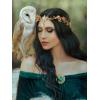 imageSWEETV Fairy Flower Crown Renaissance Elf Headpiece Women Leaf Woodland Circlet Floral Headband for Halloween Costume CosplayLeafgoldb