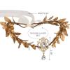 imageSWEETV Fairy Flower Crown Renaissance Elf Headpiece Women Leaf Woodland Circlet Floral Headband for Halloween Costume CosplayLeafgoldb