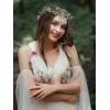 imageSWEETV Fairy Flower Leaf Crowns for Women Elven Princess Tiara Elf Headpiece for Cosplay Halloween Costume Photoshoot WeddingFlowerLeafBlue
