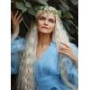 imageSWEETV Fairy Flower Leaf Crowns for Women Elven Princess Tiara Elf Headpiece for Cosplay Halloween Costume Photoshoot WeddingFlowerLeafBlue
