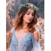 imageSWEETV Fairy Flower Leaf Crowns for Women Elven Princess Tiara Elf Headpiece for Cosplay Halloween Costume Photoshoot WeddingFlowerLeafBlue