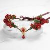 imageSWEETV Fairy Flower Leaf Crowns for Women Elven Princess Tiara Elf Headpiece for Cosplay Halloween Costume Photoshoot WeddingLeafFlowerRed