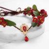 imageSWEETV Fairy Flower Leaf Crowns for Women Elven Princess Tiara Elf Headpiece for Cosplay Halloween Costume Photoshoot WeddingLeafFlowerRed