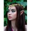 imageSWEETV Fairy Flower Leaf Crowns for Women Elven Princess Tiara Elf Headpiece for Cosplay Halloween Costume Photoshoot WeddingLeafGreenA