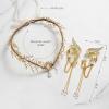 imageSWEETV Fairy Flower Leaf Crowns for Women Elven Princess Tiara Elf Headpiece for Cosplay Halloween Costume Photoshoot WeddingSetLeafGold