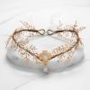 imageSWEETV Fairy Flower Leaf Crowns for Women Elven Princess Tiara Elf Headpiece for Cosplay Halloween Costume Photoshoot WeddingSetLeafGold