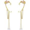 imageSWEETV Elf Ear Cuffs Wrap Clipon Earrings Fairy Cuffs Drop Dangling Ear Clips Handmade Elven Cosplay Costume NonPierced Elves Ear Cuffs for Fantasy Halloween Cosplay WeddingStyleGold