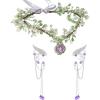 imageSWEETV Fairy Crown Elf Ears Cuffs Set Flower Crown Headpiece Halloween Elves Cosplay Set Renaissance Costume Medieval TiaraSetpurple