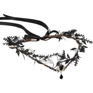 imageSWEETV Fairy Flower Crown Renaissance Elf Headpiece Women Leaf Woodland Circlet Floral Headband for Halloween Costume CosplayLeafblacka