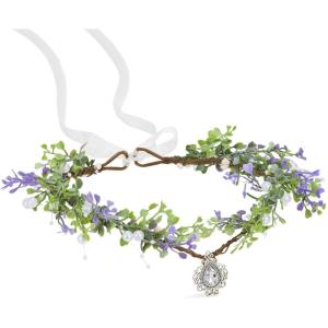 imageSWEETV Fairy Flower Leaf Crowns for Women Elven Princess Tiara Elf Headpiece for Cosplay Halloween Costume Photoshoot WeddingPearlleaf