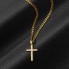 imageSWEETV 18K Gold Over 925 Sterling Silver Cross Necklace for MenWomen Stainless Steel CubanRope Chain Cross Pendant 1820 inch Religious Jewelry Gifts for MenGold Cuban Chain