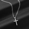 imageSWEETV 18K Gold Over 925 Sterling Silver Cross Necklace for MenWomen Stainless Steel CubanRope Chain Cross Pendant 1820 inch Religious Jewelry Gifts for MenSilver Cuban Chain