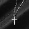 imageSWEETV 18K Gold Over 925 Sterling Silver Cross Necklace for MenWomen Stainless Steel CubanRope Chain Cross Pendant 1820 inch Religious Jewelry Gifts for MenSilver Cuban Chain
