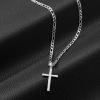 imageSWEETV 18K Gold Over 925 Sterling Silver Cross Necklace for MenWomen Stainless Steel CubanRope Chain Cross Pendant 1820 inch Religious Jewelry Gifts for MenSilver Figaro Chain