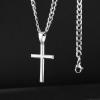 imageSWEETV 18K Gold Over 925 Sterling Silver Cross Necklace for MenWomen Stainless Steel CubanRope Chain Cross Pendant 1820 inch Religious Jewelry Gifts for MenSilver Cuban Chain