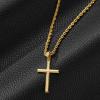 imageSWEETV 18K Gold Over 925 Sterling Silver Cross Necklace for MenWomen Stainless Steel CubanRope Chain Cross Pendant 1820 inch Religious Jewelry Gifts for MenGold Rope Chain