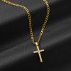 imageSWEETV 18K Gold Over 925 Sterling Silver Cross Necklace for MenWomen Stainless Steel CubanRope Chain Cross Pendant 1820 inch Religious Jewelry Gifts for MenGold Cuban Chain
