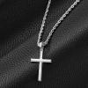 imageSWEETV 18K Gold Over 925 Sterling Silver Cross Necklace for MenWomen Stainless Steel CubanRope Chain Cross Pendant 1820 inch Religious Jewelry Gifts for MenSilver Rope Chain