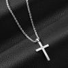 imageSWEETV 18K Gold Over 925 Sterling Silver Cross Necklace for MenWomen Stainless Steel CubanRope Chain Cross Pendant 1820 inch Religious Jewelry Gifts for MenSilver Rope Chain