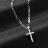 imageSWEETV 18K Gold Over 925 Sterling Silver Cross Necklace for MenWomen Stainless Steel CubanRope Chain Cross Pendant 1820 inch Religious Jewelry Gifts for MenSilver Figaro Chain