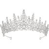 imageSWEETV Crystal Wedding Tiara for Women Royal Queen Crown Headband Rhinestone Princess Hair Accessories for Prom Birthday0Silver