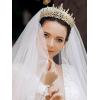 imageSWEETV Crystal Wedding Tiara for Women Royal Queen Crown Headband Rhinestone Princess Hair Accessories for Prom Birthday1GoldTone