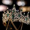 imageSWEETV Crystal Wedding Tiara for Women Royal Queen Crown Headband Rhinestone Princess Hair Accessories for Prom Birthday2Green