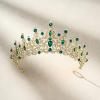 imageSWEETV Crystal Wedding Tiara for Women Royal Queen Crown Headband Rhinestone Princess Hair Accessories for Prom Birthday2Green