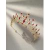 imageSWEETV Crystal Wedding Tiara for Women Royal Queen Crown Headband Rhinestone Princess Hair Accessories for Prom Birthday3Red