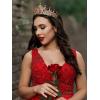 imageSWEETV Crystal Wedding Tiara for Women Royal Queen Crown Headband Rhinestone Princess Hair Accessories for Prom Birthday3Red