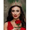 imageSWEETV Crystal Wedding Tiara for Women Royal Queen Crown Headband Rhinestone Princess Hair Accessories for Prom Birthday3Red