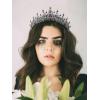 imageSWEETV Crystal Wedding Tiara for Women Royal Queen Crown Headband Rhinestone Princess Hair Accessories for Prom Birthday4Blue  Black Gray