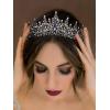 imageSWEETV Crystal Wedding Tiara for Women Royal Queen Crown Headband Rhinestone Princess Hair Accessories for Prom Birthday4Blue  Black Gray