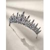 imageSWEETV Crystal Wedding Tiara for Women Royal Queen Crown Headband Rhinestone Princess Hair Accessories for Prom Birthday4Blue  Black Gray