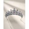 imageSWEETV Crystal Wedding Tiara for Women Royal Queen Crown Headband Rhinestone Princess Hair Accessories for Prom Birthday4Blue  Black Gray