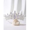 imageSWEETV Crystal Wedding Tiara for Women Royal Queen Crown Headband Rhinestone Princess Hair Accessories for Prom Birthday5purple  Silver