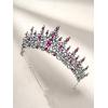 imageSWEETV Crystal Wedding Tiara for Women Royal Queen Crown Headband Rhinestone Princess Hair Accessories for Prom Birthday6Hot Pink  Antique Silver