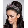 imageSWEETV Crystal Wedding Tiara for Women Royal Queen Crown Headband Rhinestone Princess Hair Accessories for Prom Birthday6Hot Pink  Antique Silver