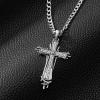 imageSWEETV Designer 925 Sterling Silver Cross Necklace for Men Vintage Chunky Big Cross Pendant with Cuban Chain Amulet Necklace Jewelry Gift for Men A02