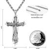 imageSWEETV Designer 925 Sterling Silver Cross Necklace for Men Vintage Chunky Big Cross Pendant with Cuban Chain Amulet Necklace Jewelry Gift for Men A02