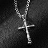 imageSWEETV Designer 925 Sterling Silver Cross Necklace for Men Vintage Chunky Big Cross Pendant with Cuban Chain Amulet Necklace Jewelry Gift for Men A03