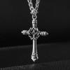 imageSWEETV Designer 925 Sterling Silver Cross Necklace for Men Vintage Chunky Big Cross Pendant with Cuban Chain Amulet Necklace Jewelry Gift for Men A03