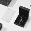 imageSWEETV Designer 925 Sterling Silver Cross Necklace for Men Vintage Chunky Big Cross Pendant with Cuban Chain Amulet Necklace Jewelry Gift for Men A03