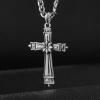 imageSWEETV Designer 925 Sterling Silver Cross Necklace for Men Vintage Chunky Big Cross Pendant with Cuban Chain Amulet Necklace Jewelry Gift for Men A04