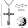 imageSWEETV Designer 925 Sterling Silver Cross Necklace for Men Vintage Chunky Big Cross Pendant with Cuban Chain Amulet Necklace Jewelry Gift for Men A04